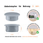 Abdeckkappen für Bohrlöcher 12x3 mm Grau Graue Blindstopfen aus Kunststoff für Bohrung 3 mm mm mit technischen Abmessungen und Anleitung für korrekte Messung