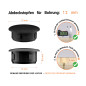 Abdeckkappen für Bohrlöcher 12 mm Schwarz 50 Stück Schwarze Blindstopfen aus Kunststoff für Bohrung 12 mmmm mit technischen Abmessungen und Anleitung für korrekte Messung
