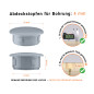 Abdeckkappen für Bohrlöcher 8x4 mm Grau Graue Blindstopfen aus Kunststoff für Bohrung 4 mm mm mit technischen Abmessungen und Anleitung für korrekte Messung