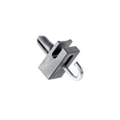 Schrägansicht eines Montagehakens oder einer Halterung mit Form und Struktur für sichere Befestigungen.