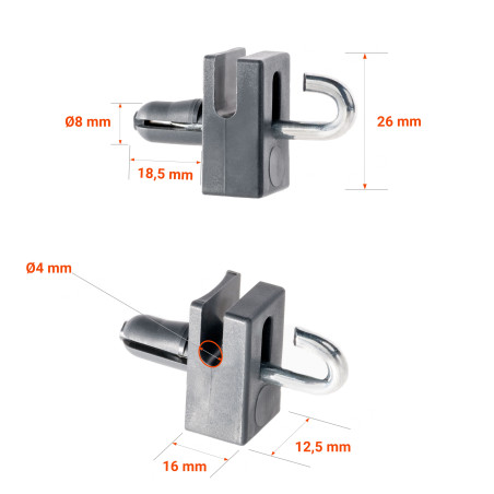 Spanndrahthalter mit Haken Anthrazit