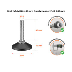 Verstellschraube M10x40 - FI40, Möbelfuß, Justierfuß