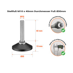 Verstellschraube M10x40 - FI30, Möbelfuß, Justierfuß