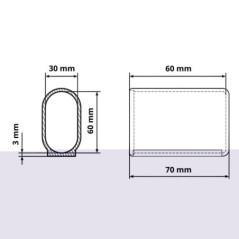 Gleiter für ovale Rohre 30x60 Schwarz
