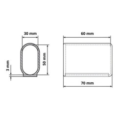 Gleiter für ovale Rohre 30x50 Grau