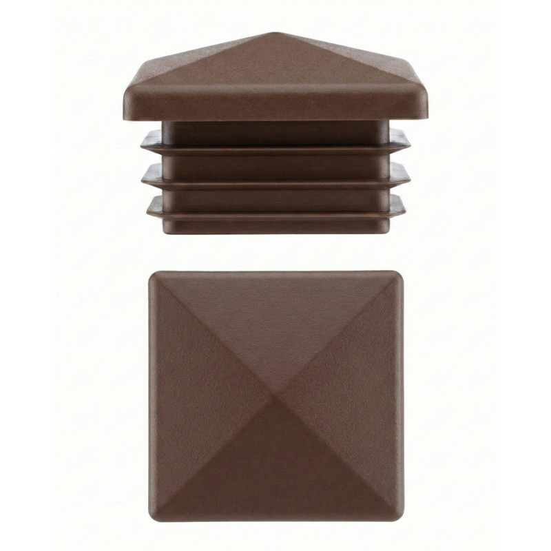 Pyramidenkappe für Vierkantrohre aus PE 80x80 Braun