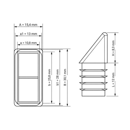 Schräger Quadrat-Lamellenstopfen 15x30 quadratischer Schrägstopfen 15x30 EMFA GmbH