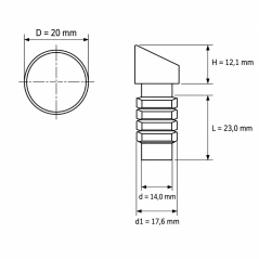 Schräger Lamellenstopfen für Rundrohr 20 mm - H 12,1 mm Schwarz