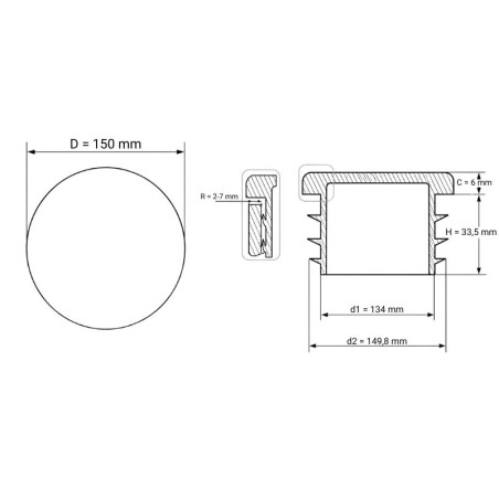 Lamellenstopfen für Rundrohr mit Reflexaufkleber 150 mm Rohrstopfen rund 150 EMFA GmbH
