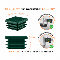 Lamellenstopfen für Vierkantrohr 60x60 mm Grün
