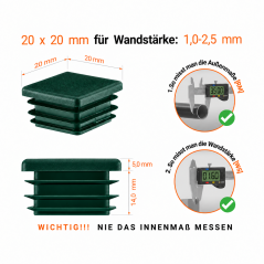 Lamellenstopfen für Vierkantrohr 20x20 mm Grün