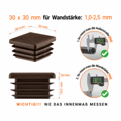 Lamellenstopfen für Vierkantrohr 30x30 mm Braun
