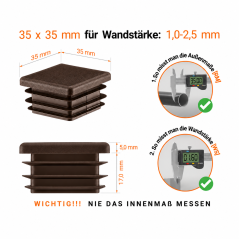 Lamellenstopfen für Vierkantrohr 35x35 mm Braun