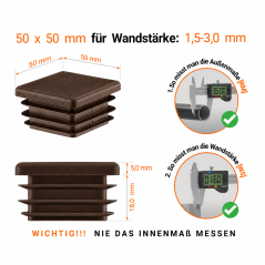 Lamellenstopfen für Vierkantrohr 50x50 mm Braun