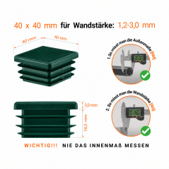 Lamellenstopfen für Vierkantrohr 50x50 mm Grün