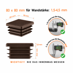 Lamellenstopfen für Vierkantrohr 80x80 mm Braun