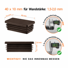 Lamellenstopfen Rechteckig 10x40 mm Braun