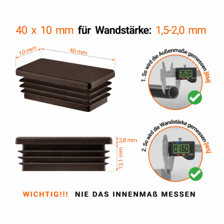 Lamellenstopfen Rechteckig 10x40 mm Braun Lamellenstopfen rechteckig 10x40 mm Braun – Endkappen | EMFA