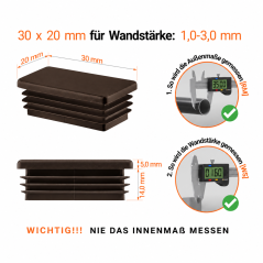 Lamellenstopfen Rechteckig 20x30 mm Braun