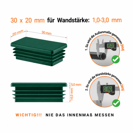 Lamellenstopfen Rechteckig 20x30 mm Grün Lamellenstopfen rechteckig 20x30 mm Grün – Endkappen | EMFA