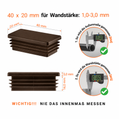 Lamellenstopfen rechteckig 20x40 mm Braun – Endkappen | EMFA