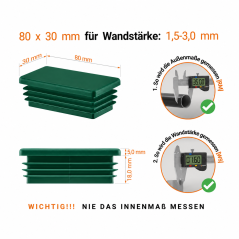Lamellenstopfen Rechteckig 30x80 mm Grün