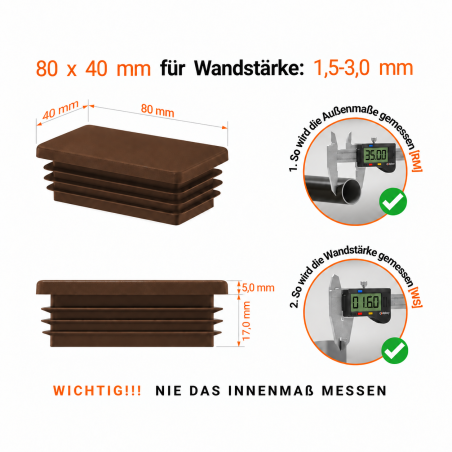 Lamellenstopfen Rechteckig 40x80 mm Braun Lamellenstopfen rechteckig 40x80 mm Braun – Endkappen | EMFA