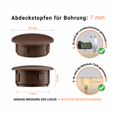 Abdeckkappen für Bohrlöcher 10x7 mm Braun