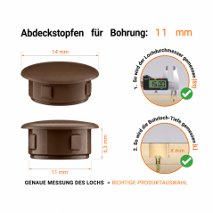 Abdeckkappen für Bohrlöcher 14x11 mm Braun