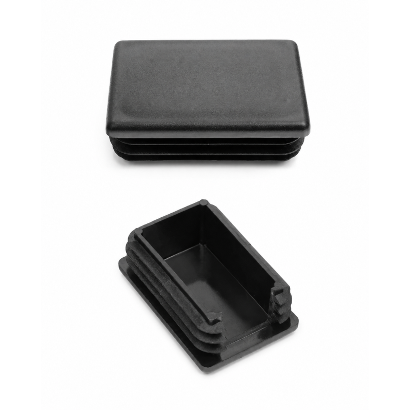 Rechteckiger Lamellenstopfen mit Ausschnitt und Abkantung für Zaunpfosten 60x40 mm Schwarz Rechteckiger Lamellenstopfen mit Ausschnitt und Abkantung für Zaunpfosten 60x40 mm Schwarz