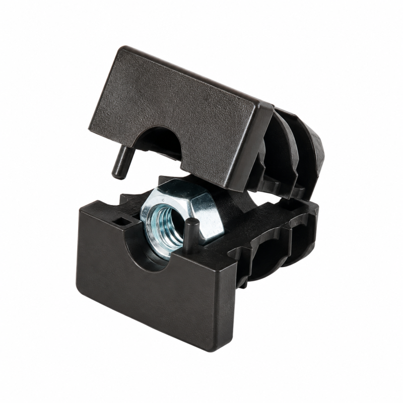Verstärkter Gewindeeinsatz für Vierkantrohre mit Metallgewinde 40x40 mm M8 Schwarz
