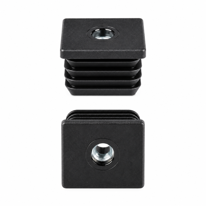 Gewindeeinsatz für Vierkantrohre mit Metallgewinde 50x50 mm M10 Schwarz
