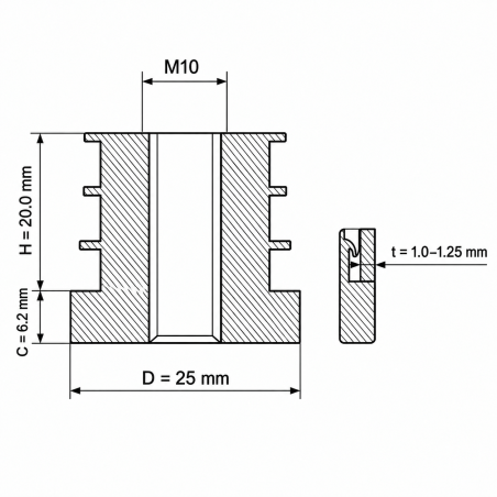 Gewindeeinsatz für Rundrohre aus PA 25 mm M10 Schwarz Gewindeeinsatz für Rundrohre aus PA 25 mm M10 Gewindeeinsatz für Rundrohre EMFA GmbH
