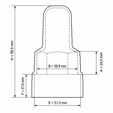 Verlängerte Schutzkappe für Schrauben und Muttern mit Unterlegscheibensitz aus PE M27 H100 Schutzkappe für Muttern M27 EMFA GmbH