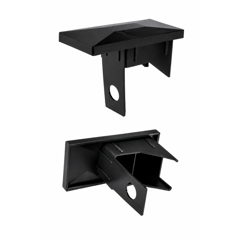 Rechteckiger Kunststoff-Innenstopfen für Zaunpfostenleisten mit Bohrung 40x60 mm Schwarz