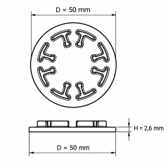 Gummiunterlage für Stellfuß 50 mm Schwarz