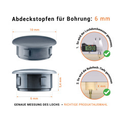 Abdeckkappen für Bohrlöcher 6 mm Anthrazit – Blindstopfen EMFA