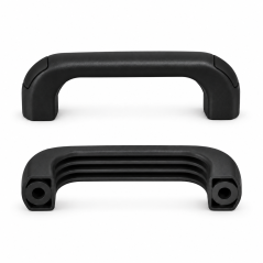 Bügelgriff mit Durchgangsbohrungen und bündigen Abdeckkappen 120 mm - d 8,5 mm - Griff Schwarz - Kappen Schwarz EMFA GmbH