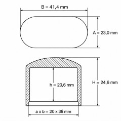 Ovalrohrkappe 20x38 mm Schwarz