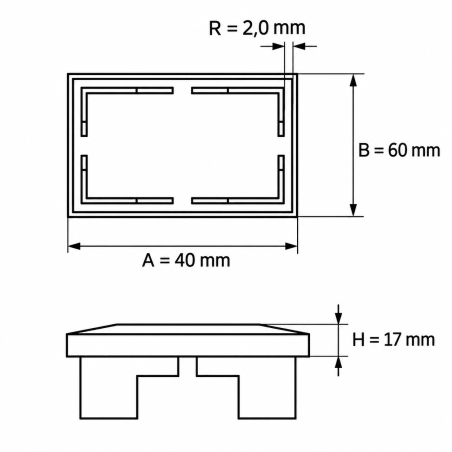 Rechteckiger Kunststoff-Innenstopfen für Zaunpfosten 40x60 mm Pfostenkappe EMFA GmbH