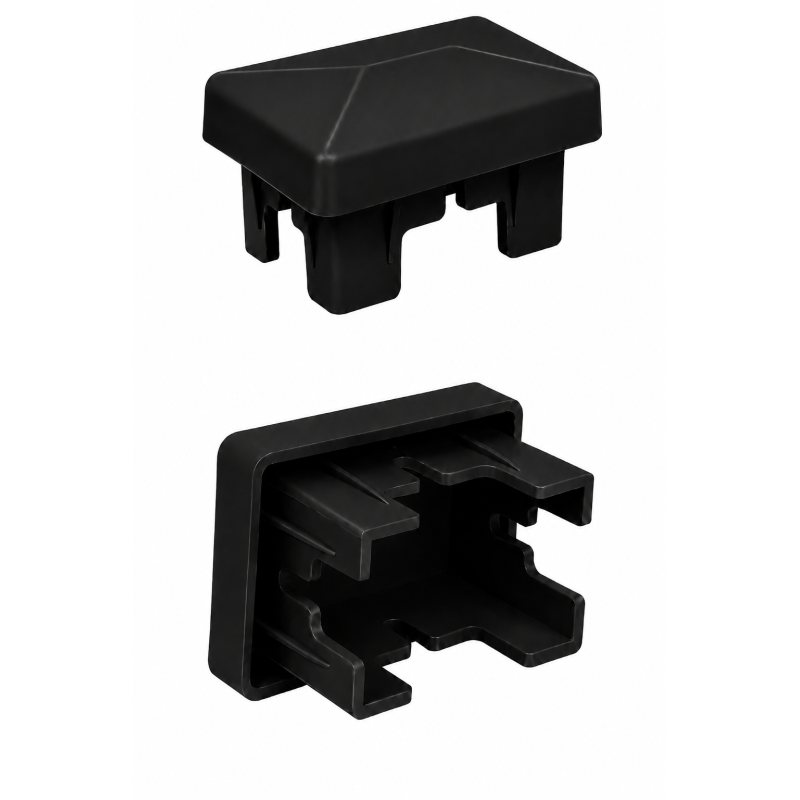 Rechteckiger Kunststoff-Innenstopfen für Zaunpfosten 40x60 mm Schwarz