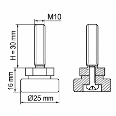 Justierfuß mit Gelenk M10x30 Schwarz