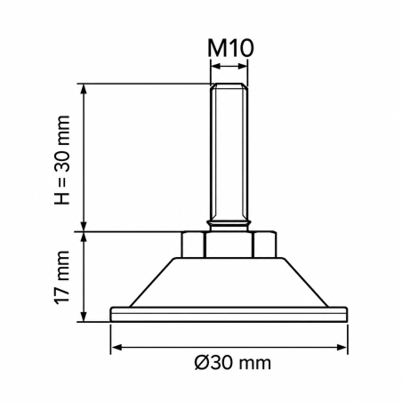 Metall-Justierfuß mit Gelenk M10x30 - FI30 Stellfuß EMFA GmbH