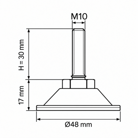 Metall-Justierfuß mit Gelenk M10x30 - FI48 Stellfuß EMFA GmbH