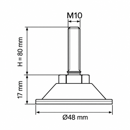 Metall-Justierfuß mit Gelenk M10x80 - FI48 Stellfuß EMFA GmbH