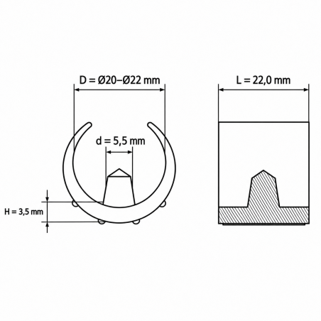 Geschlitzte Reduzierhülse für Rundrohr 20-22 mm Rohrclip EMFA GmbH