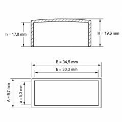 Rechteckige Außenkappe flach 30,3x5,3 mm Endkappe EMFA GmbH