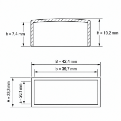Rechteckige Außenkappe flach 39,7x20,1 mm Schwarz