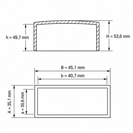 Rechteckige Außenkappe flach 40,7x30,6 mm Schwarz Rechteckige Außenkappe flach 40,7x30,6 mm Endkappe EMFA GmbH