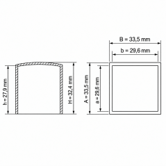 Quadratische Außenkappe flach 29,6x29,6 mm Endkappe EMFA GmbH